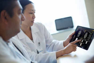 doctors looking at scan